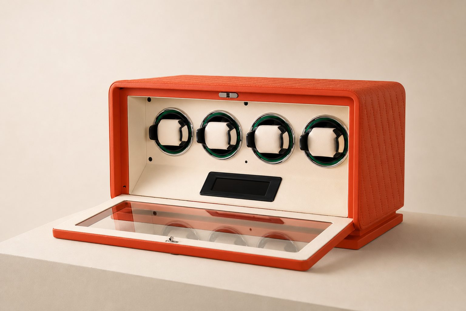 Three to four watch winder, shown in a room setting