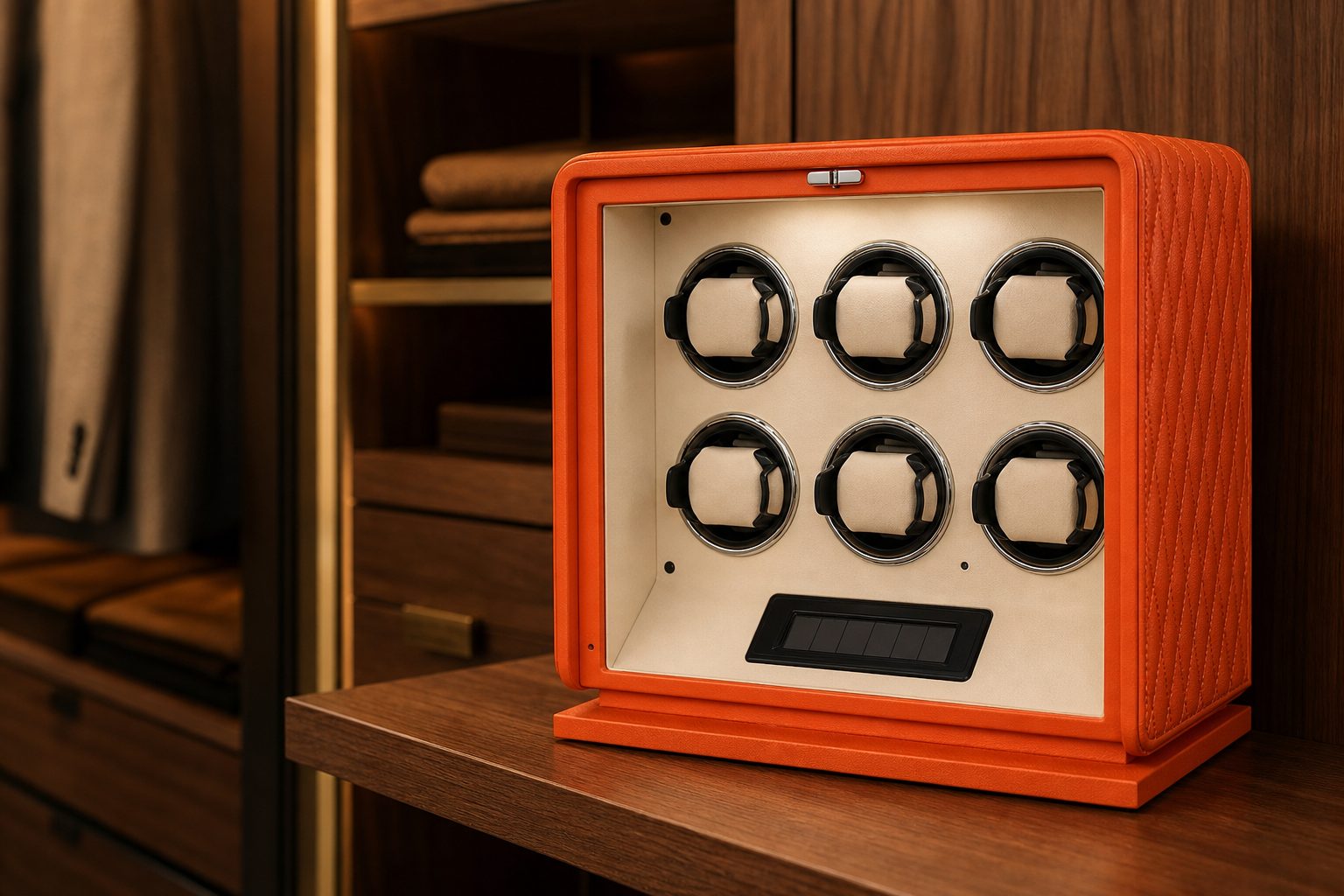 Five to six watch winder, shown in a room setting