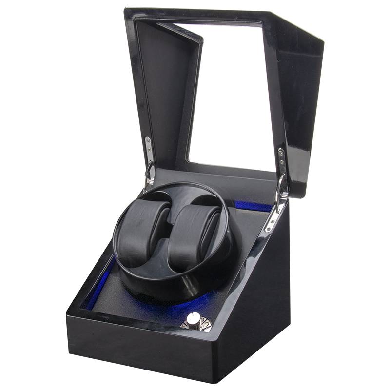 2-Slot Black Leather Automatic Watch Winder
