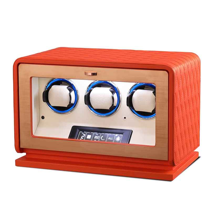 3 Slot CronoGuard Watch Winder - Burnt Orange