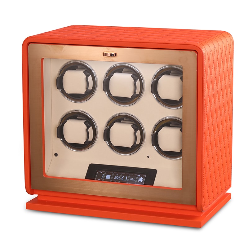 6 Slot CronoGuard Watch Winder - Burnt Orange