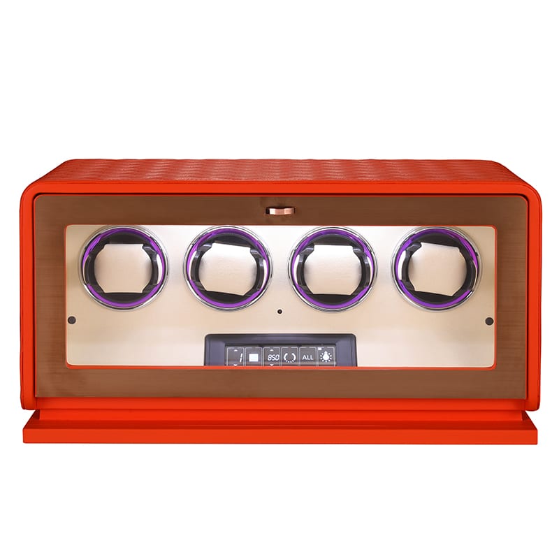 4 Slot CronoGuard Watch Winder - Burnt Orange
