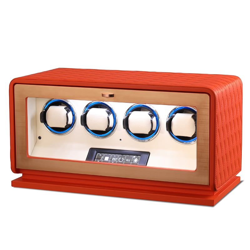 4 Slot CronoGuard Watch Winder - Burnt Orange