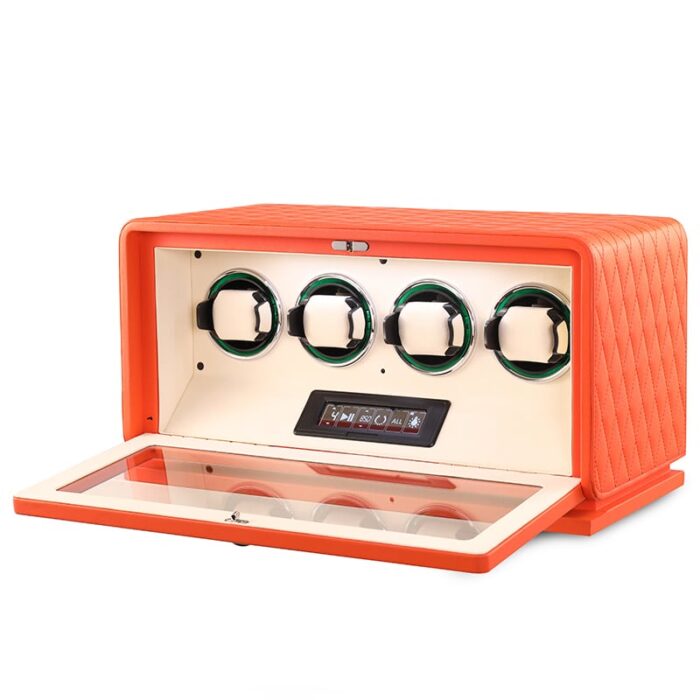 4 Slot CronoGuard Watch Winder - Burnt Orange