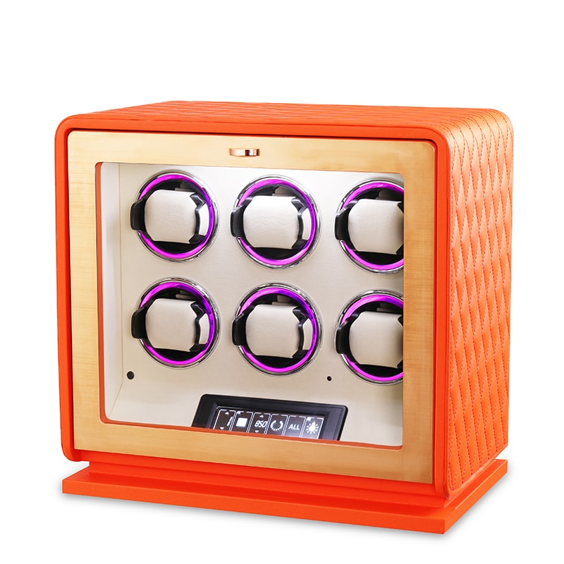 6 Slot CronoGuard Watch Winder - Burnt Orange