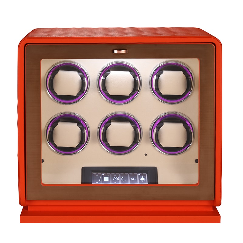 6 Slot CronoGuard Watch Winder - Burnt Orange