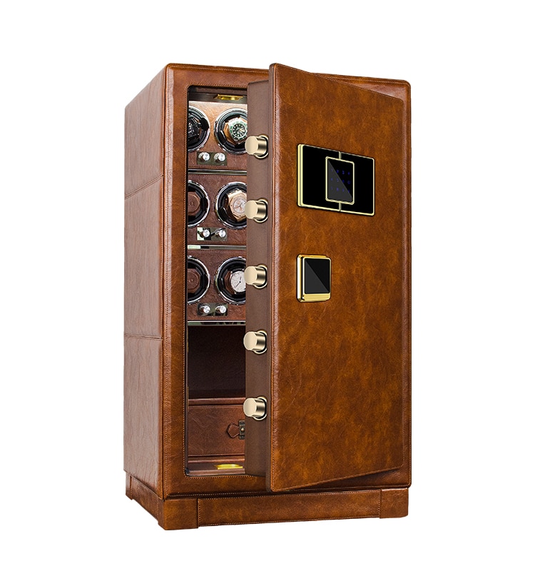 Brown Heavy Duty 12-Slot Automatic Watch Winder Safe