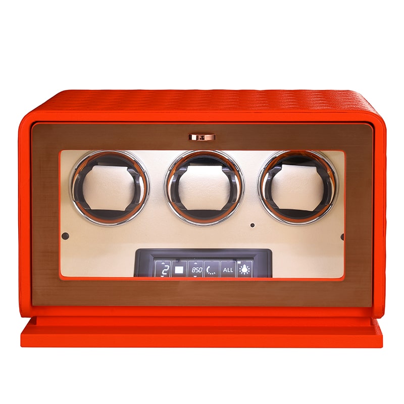 3 Slot CronoGuard Watch Winder - Burnt Orange
