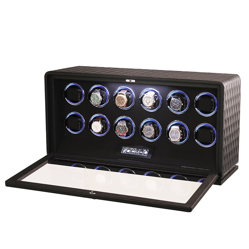 12 Slot CronoGuard Watch Winder - Black
