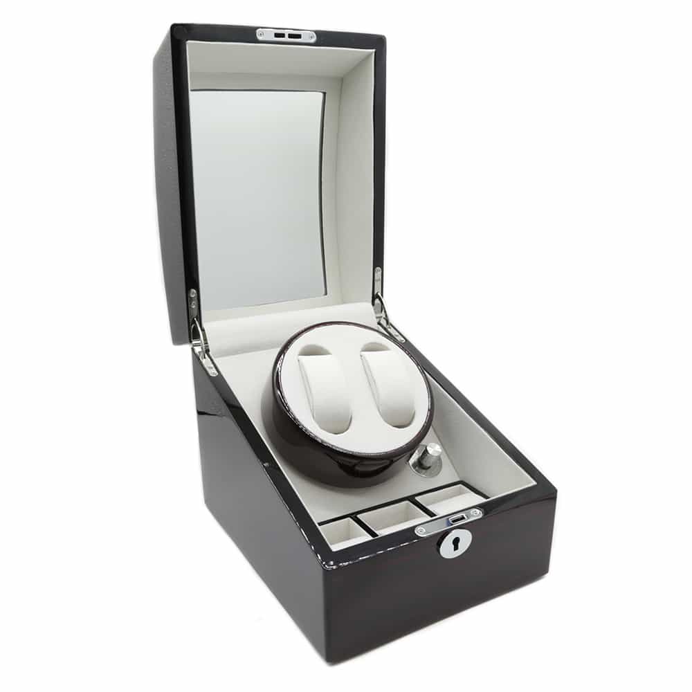 Rich Mahogany 2 Slot Automatic Watch Winder w/ 3 Slots