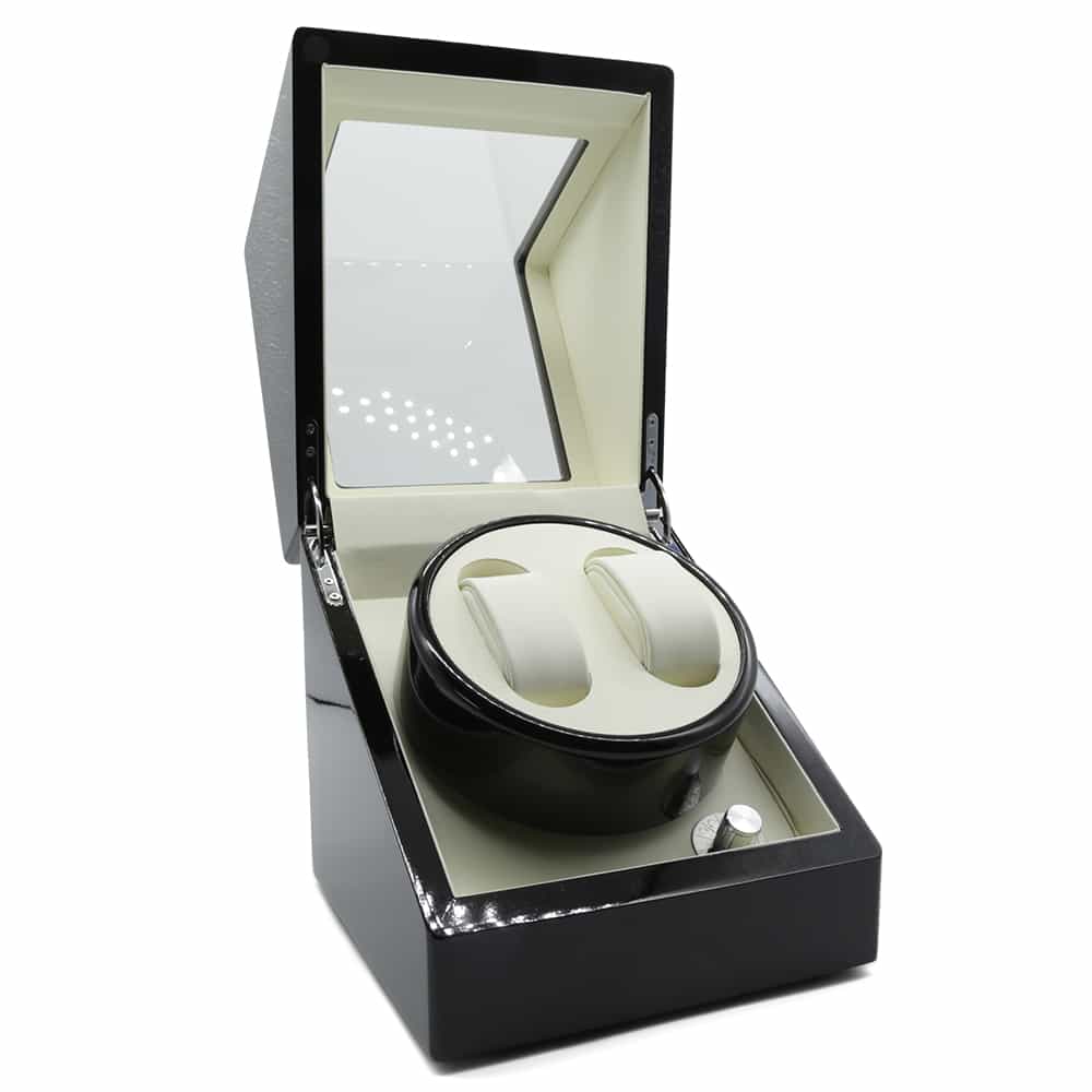 2-Slot Shiny Black Automatic Watch Winder