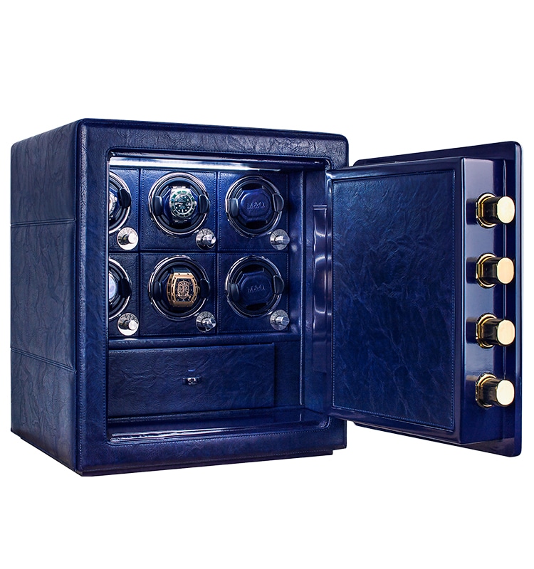 Blue Heavy Duty 6-Slot Automatic Watch Safe
