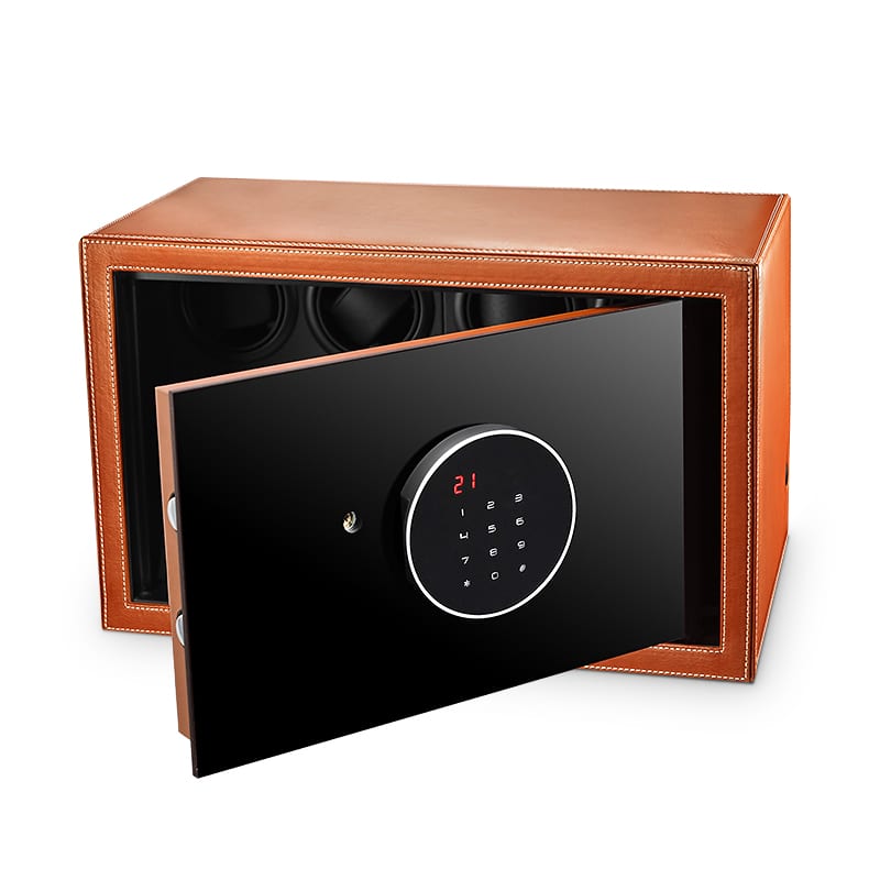 Saddle Leather 4 Slot Watch Winder Safe
