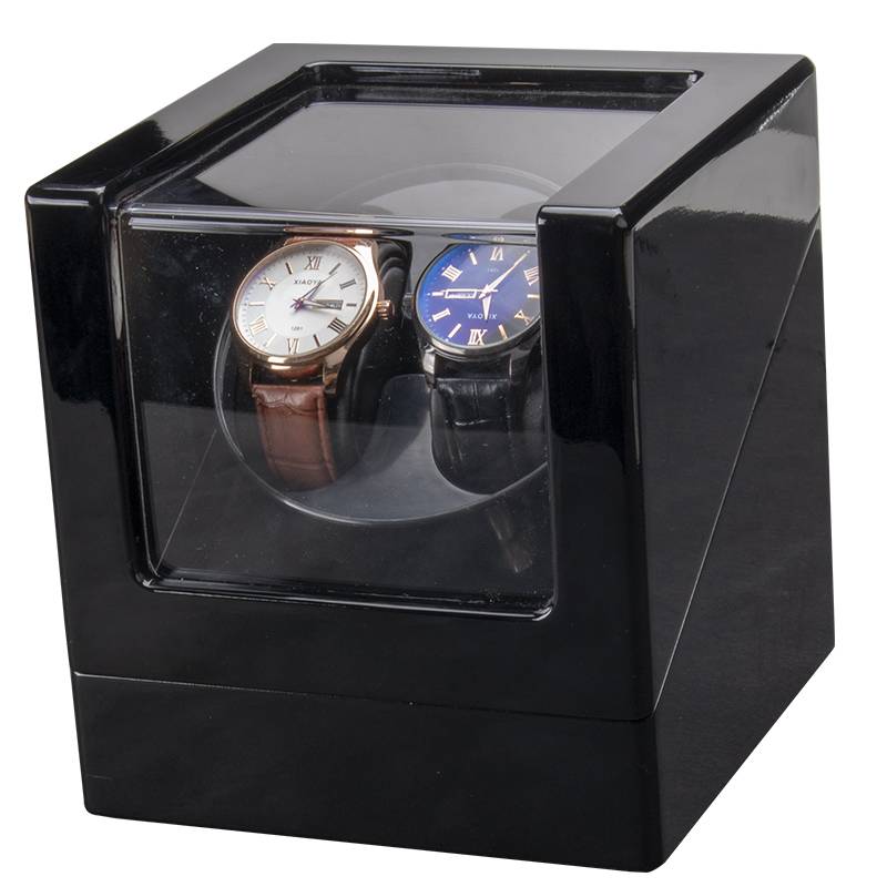2-Slot Black Leather Automatic Watch Winder