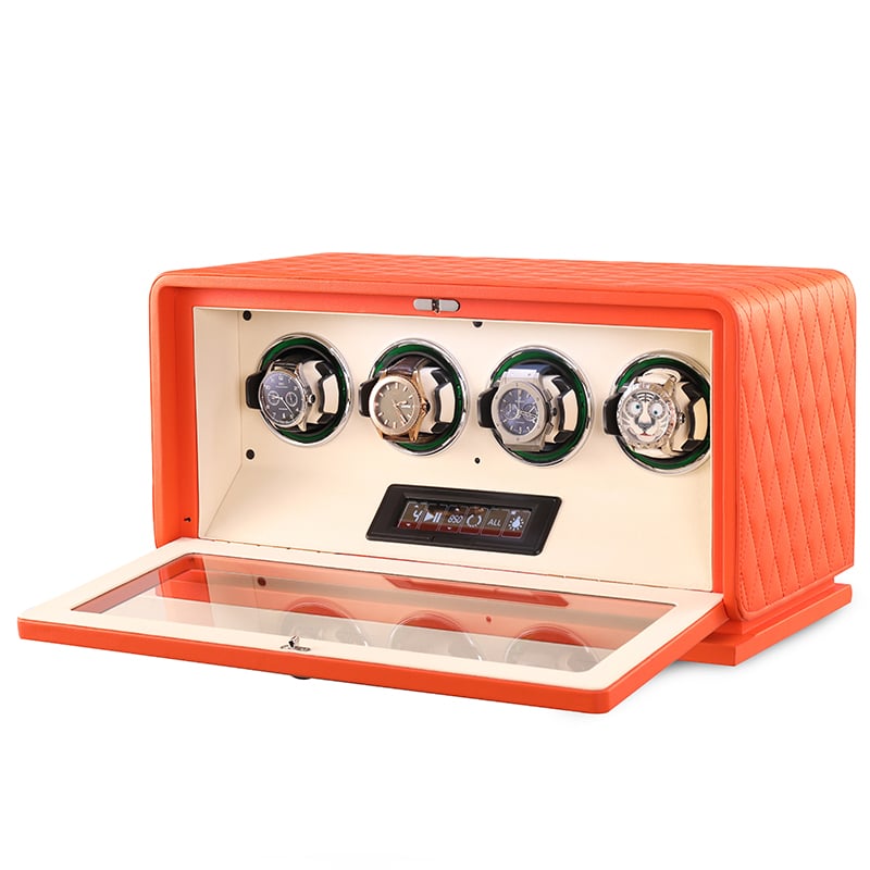 4 Slot CronoGuard Watch Winder - Burnt Orange