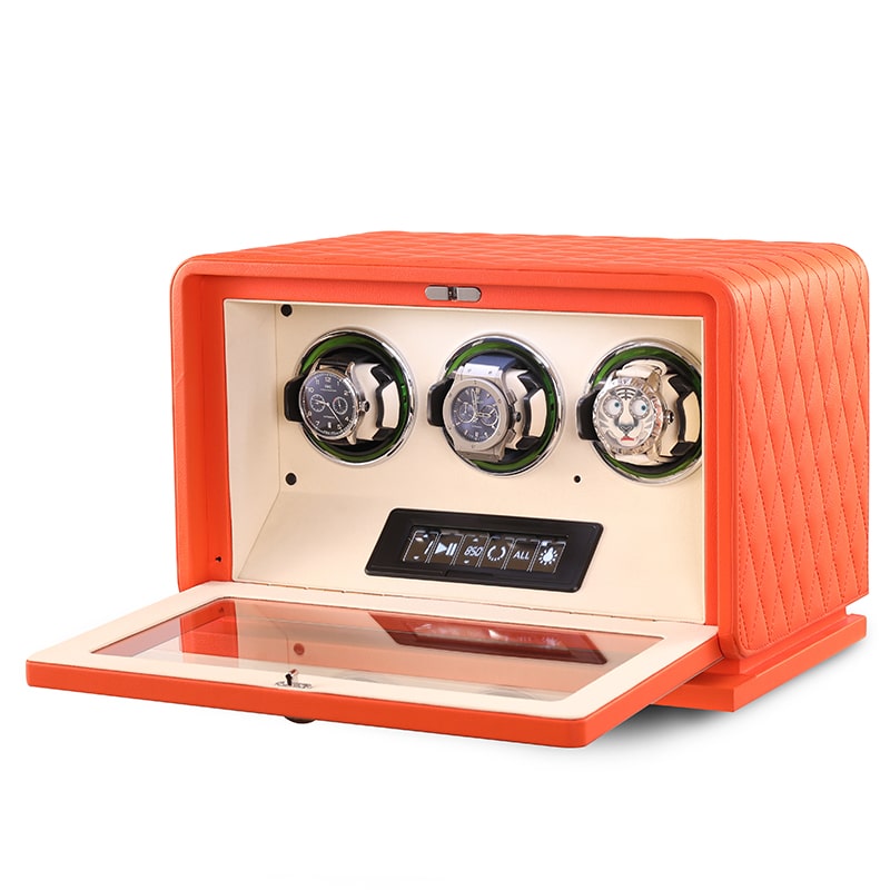 3 Slot CronoGuard Watch Winder - Burnt Orange